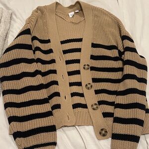 Striped Tan and Black Women's Sweater
